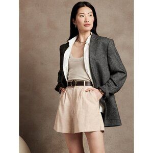Banana Republic 6 Stretch Linen-Cotton Short Flax Tan Paperbag GUC